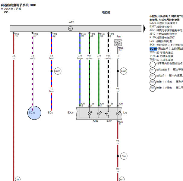 2012年大众CC SC45保险丝电路图