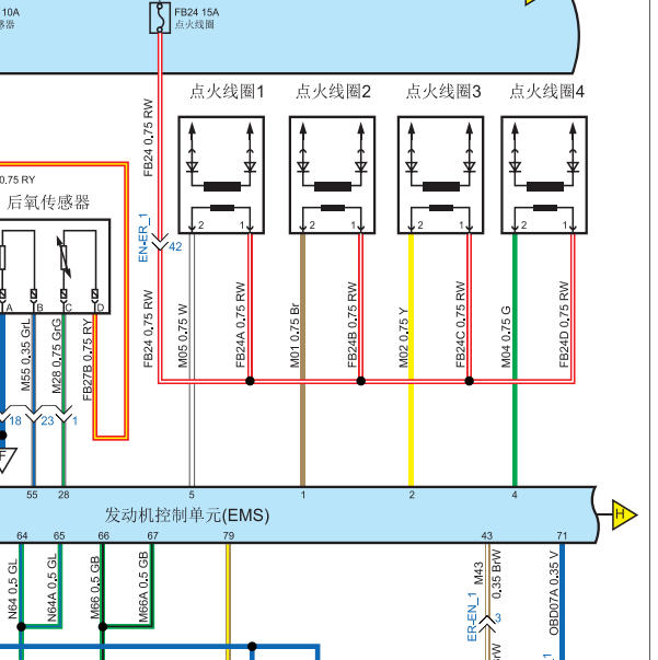 2020年众泰T300 TNN4G15B发动机点火线圈电路图
