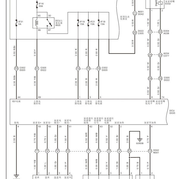 2020年福田大将军4J25TC3发动机尿素系统电路图