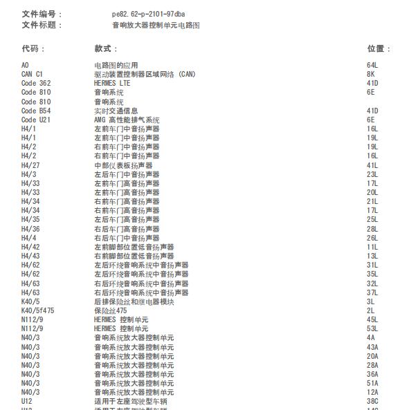 2017年奔驰AMG E43音响功放电路图