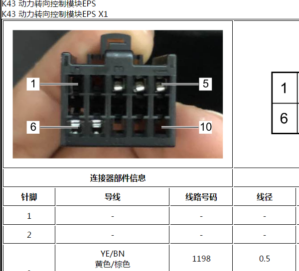 2019年五菱宏光S3转向系统针脚资料