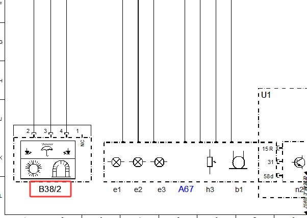 2012年奔驰GL450雨量和光线传感器电路图资料