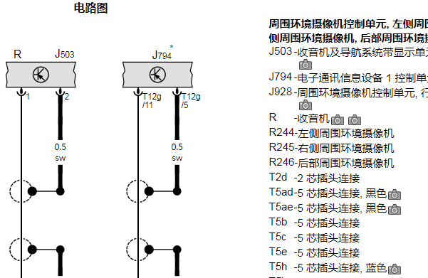 2011年大众途锐全景影像系统电路图
