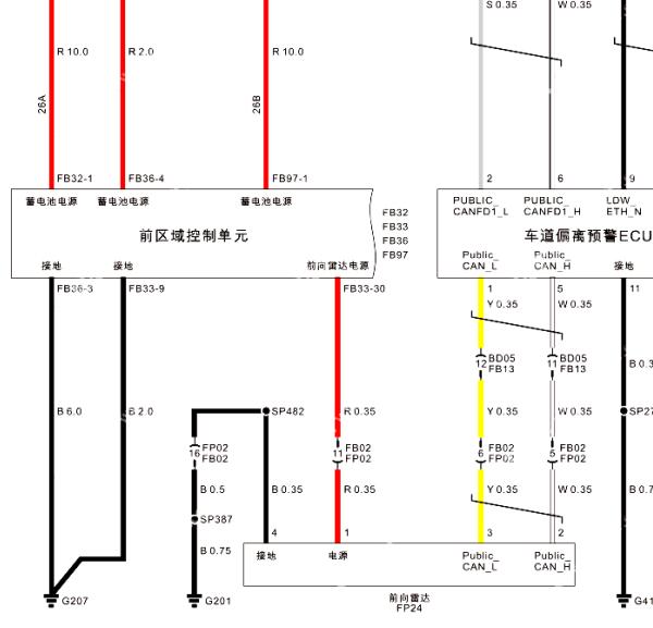 2023年昊铂HT前向雷达电路图