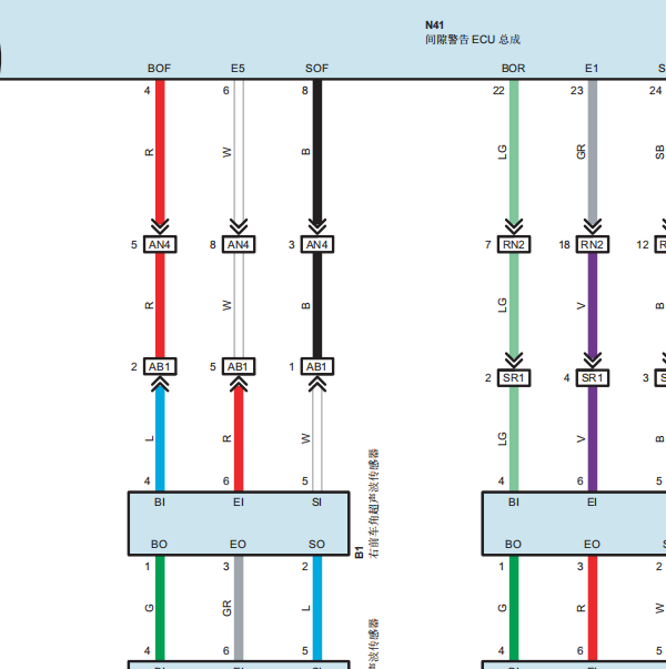 2023年雷克萨斯ES200 倒车雷达电路图