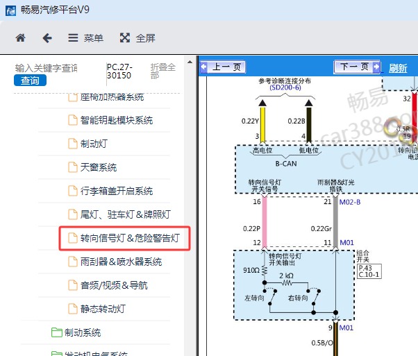 2018年起亚KX CROSS转向信号灯电路图