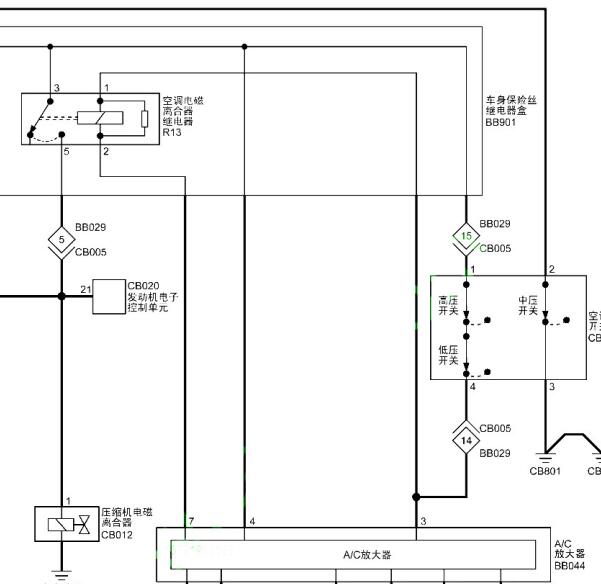 2020年福田奥铃空调电路图