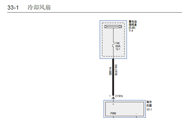 2021年江铃新世代全顺冷却电扇电路图材料